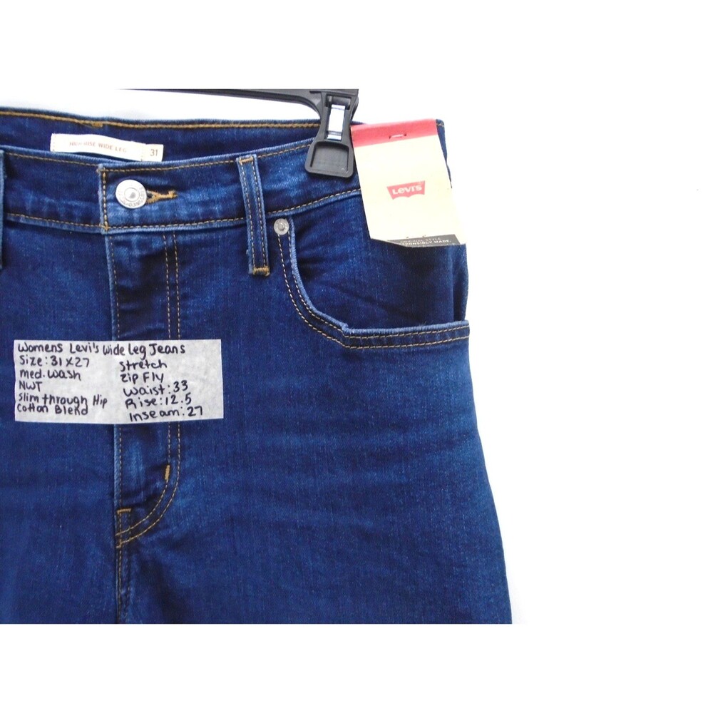 Levi's High Rise Wide Leg Jeans Womens 31x27 Winter Evening Dark Indigo Denim - Picture 6 of 12